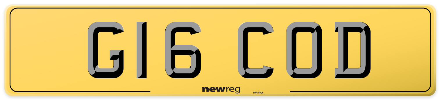 G16 COD Rear Number Plate