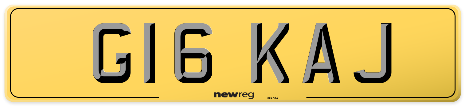 G16 KAJ Rear Number Plate