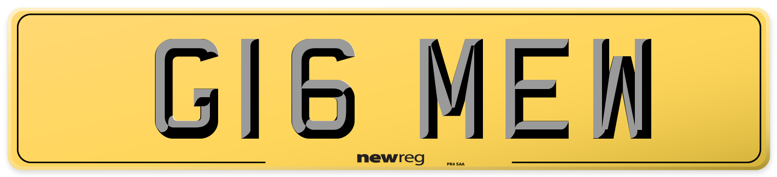 G16 MEW Rear Number Plate