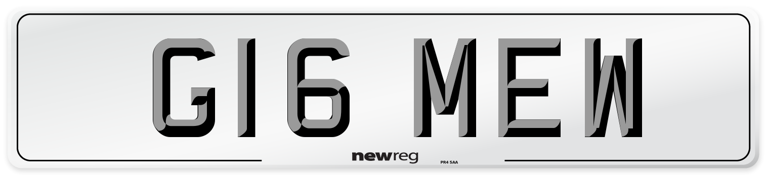 G16 MEW Front Number Plate