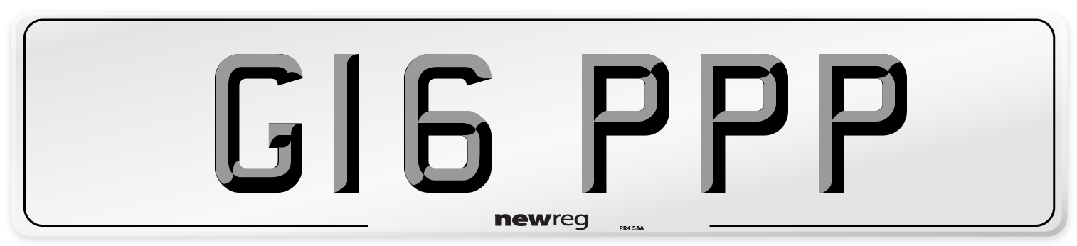 G16 PPP Front Number Plate