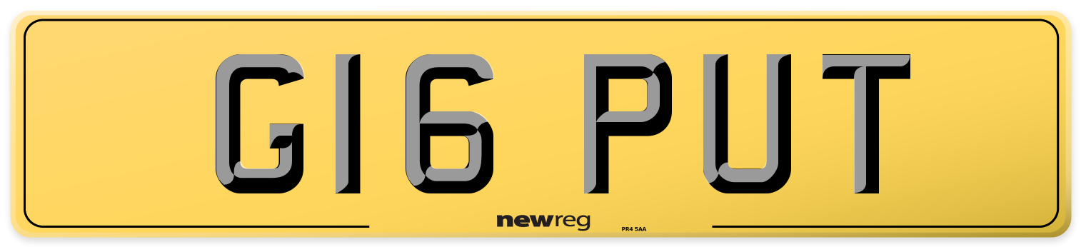 G16 PUT Rear Number Plate