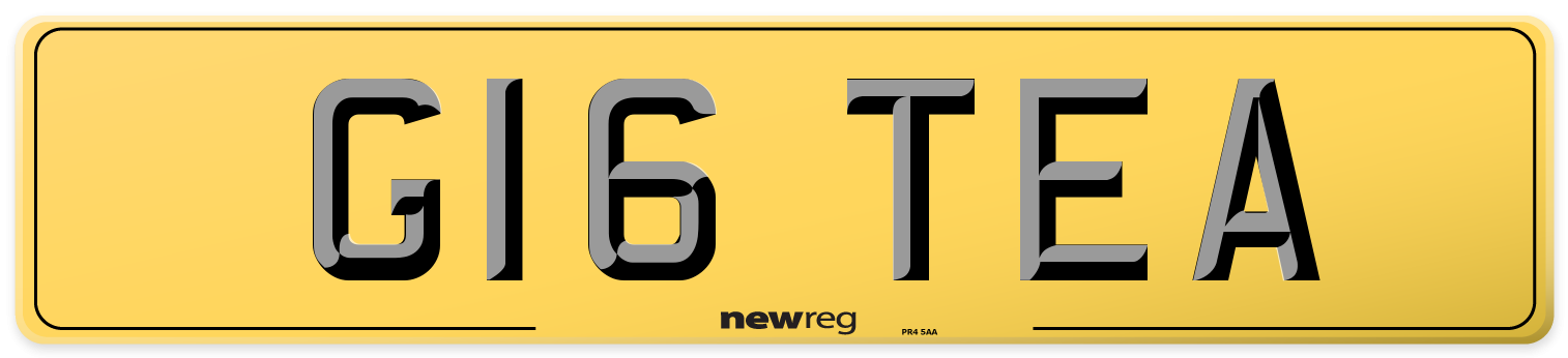G16 TEA Rear Number Plate