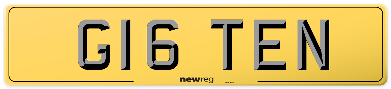 G16 TEN Rear Number Plate