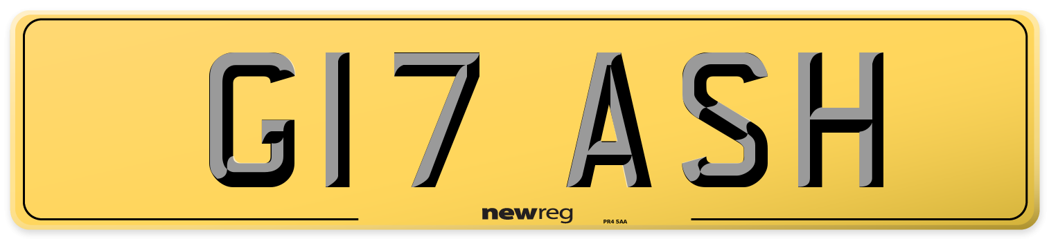 G17 ASH Rear Number Plate