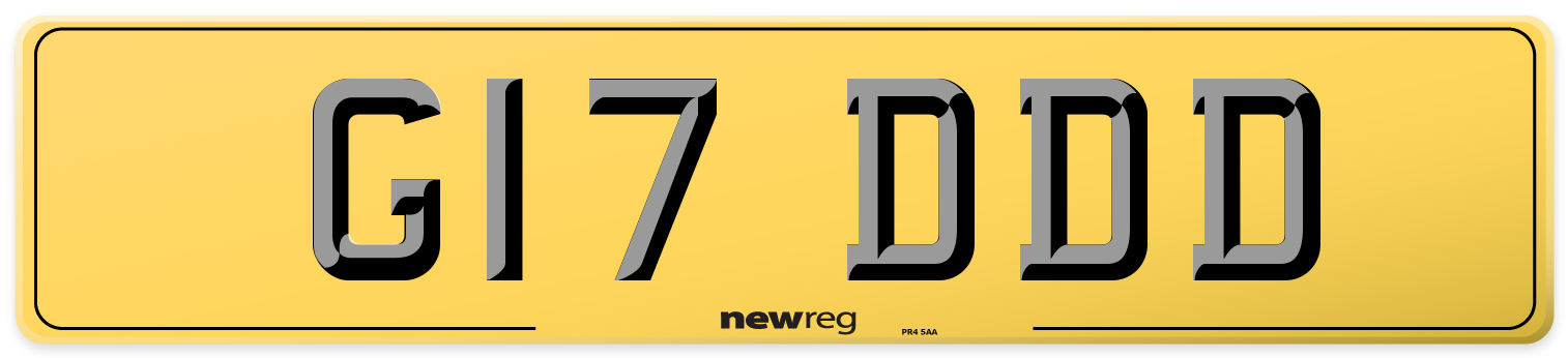 G17 DDD Rear Number Plate