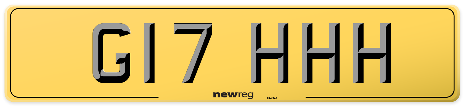 G17 HHH Rear Number Plate
