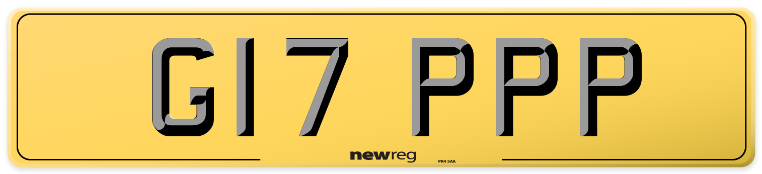 G17 PPP Rear Number Plate