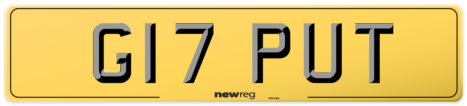 G17 PUT Rear Number Plate