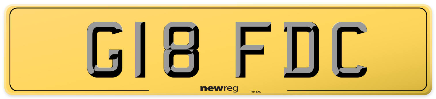 G18 FDC Rear Number Plate