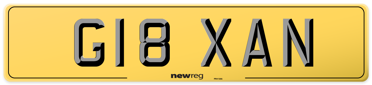 G18 XAN Rear Number Plate