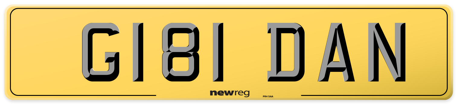 G181 DAN Rear Number Plate