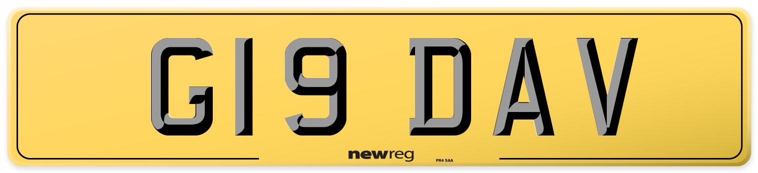 G19 DAV Rear Number Plate