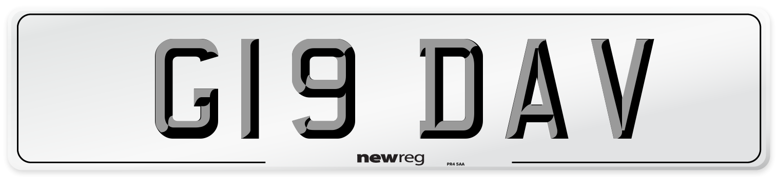 G19 DAV Front Number Plate