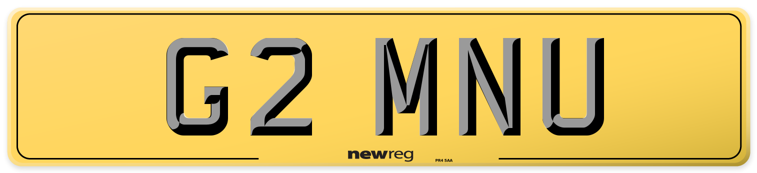 G2 MNU Rear Number Plate