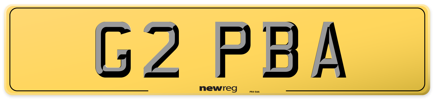 G2 PBA Rear Number Plate