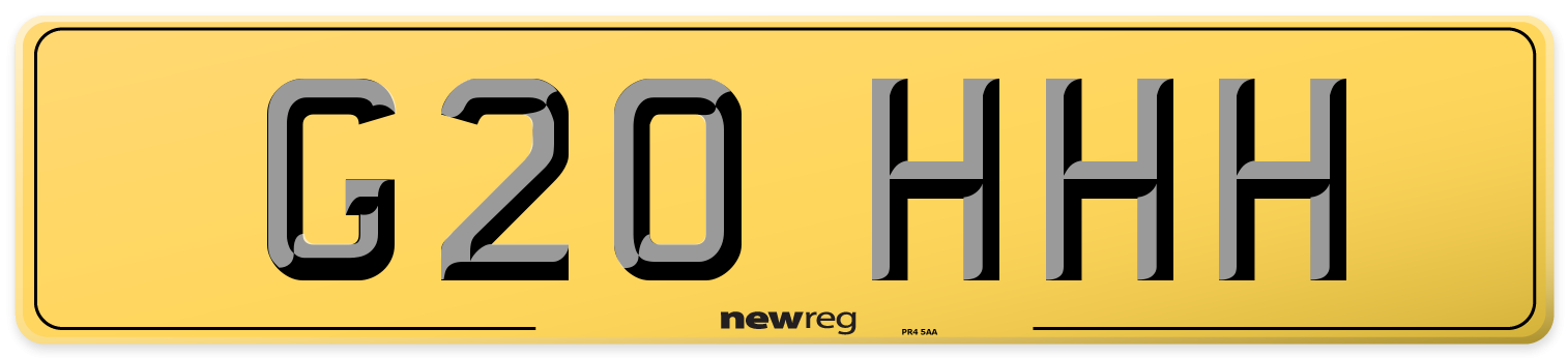 G20 HHH Rear Number Plate