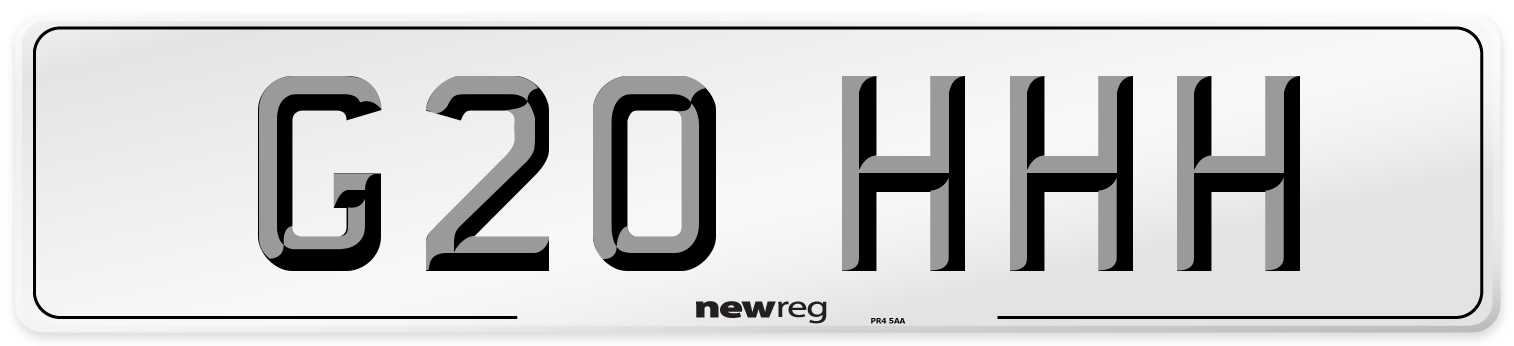 G20 HHH Front Number Plate