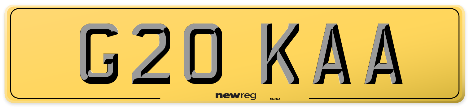 G20 KAA Rear Number Plate