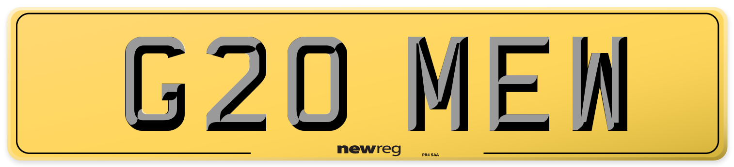 G20 MEW Rear Number Plate