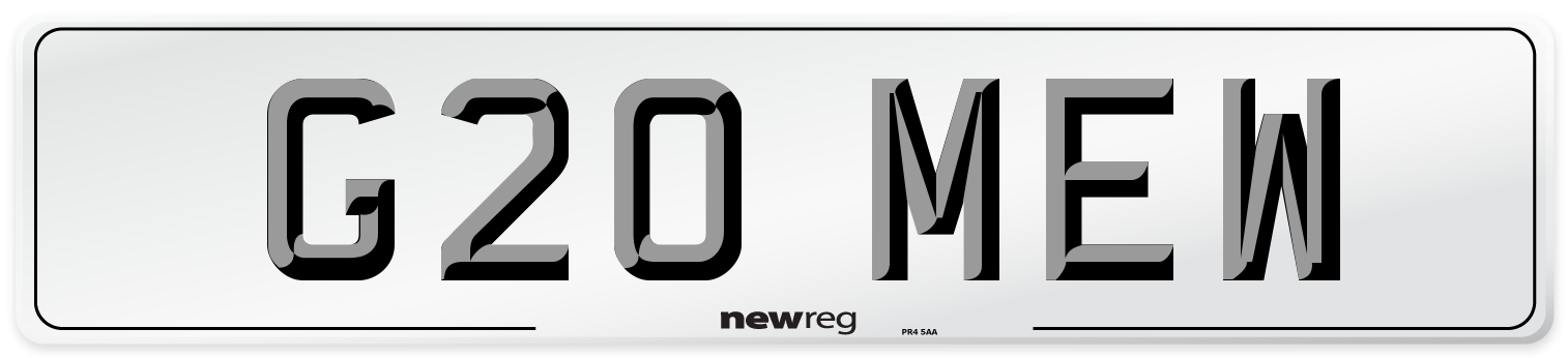G20 MEW Front Number Plate
