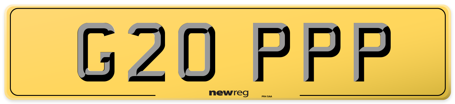 G20 PPP Rear Number Plate