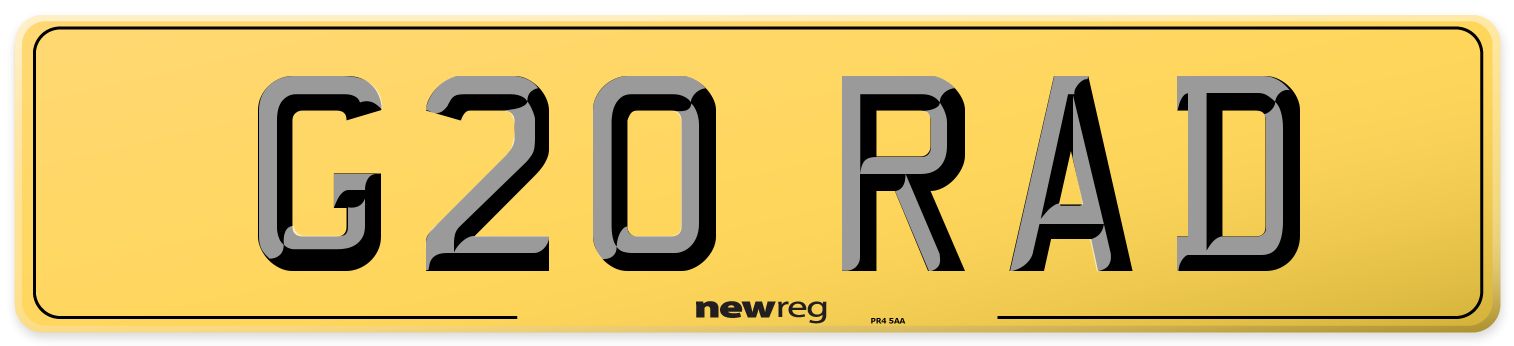 G20 RAD Rear Number Plate
