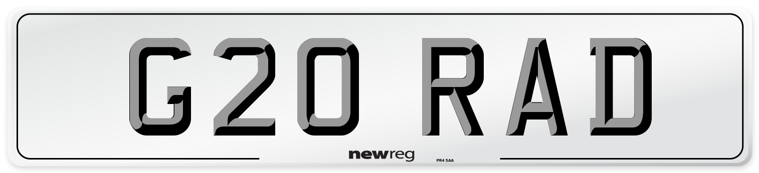 G20 RAD Front Number Plate