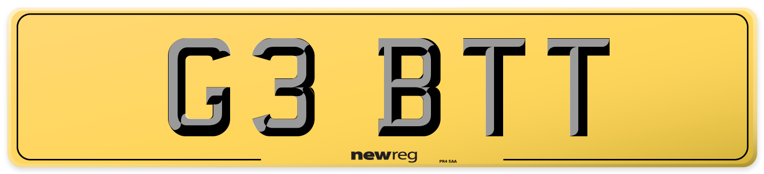 G3 BTT Rear Number Plate