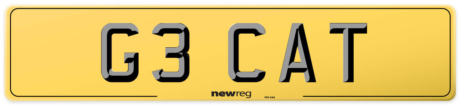 G3 CAT Rear Number Plate