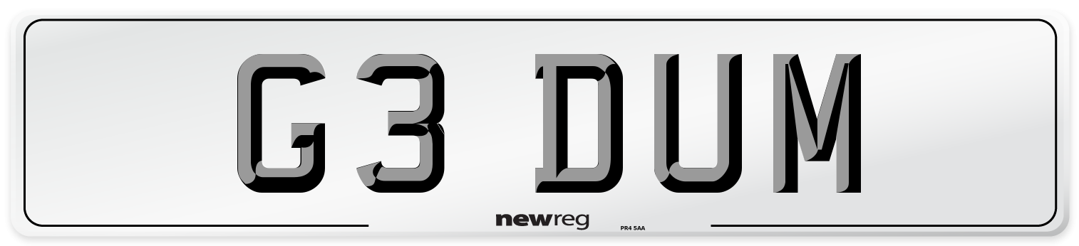 G3 DUM Front Number Plate