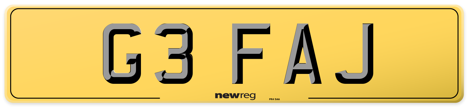 G3 FAJ Rear Number Plate
