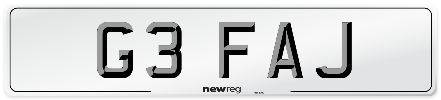 G3 FAJ Front Number Plate