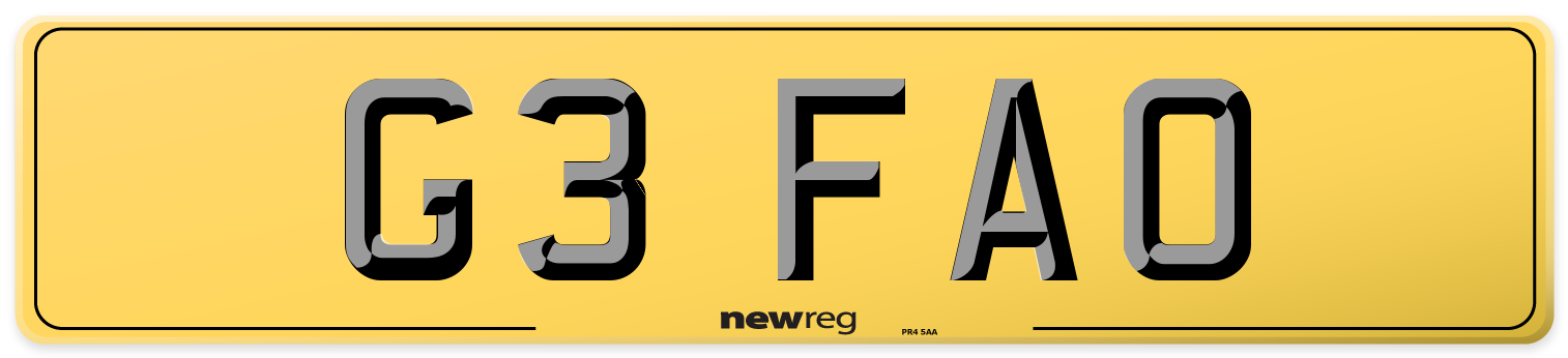 G3 FAO Rear Number Plate