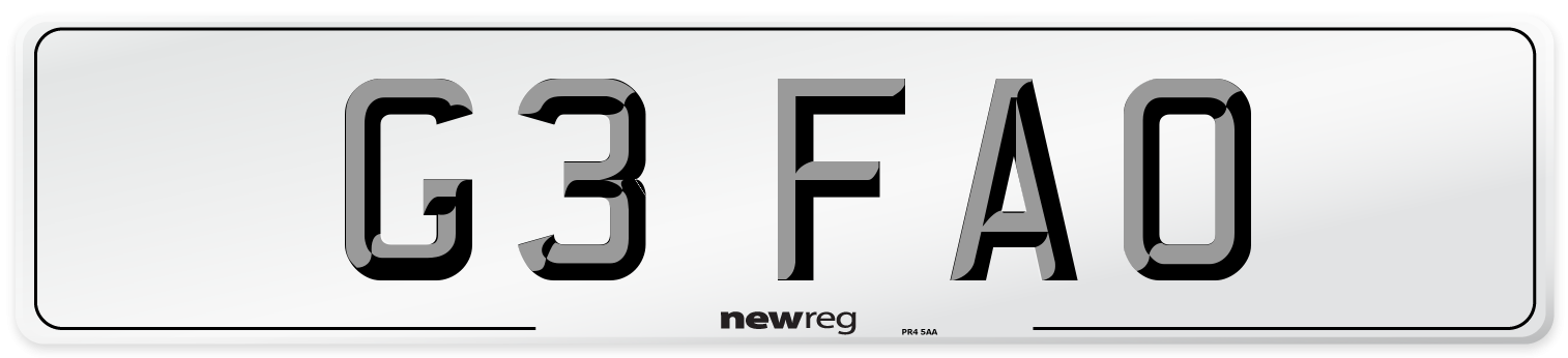 G3 FAO Front Number Plate