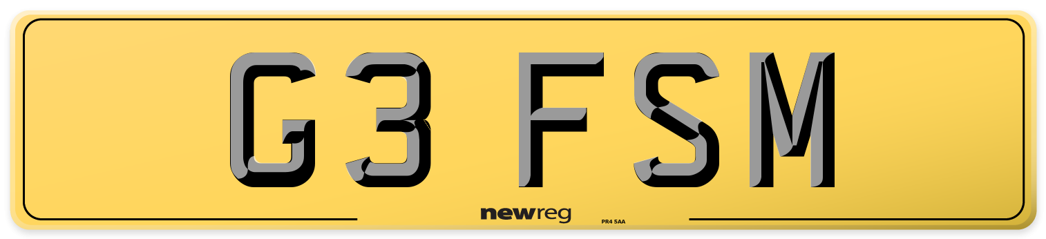 G3 FSM Rear Number Plate