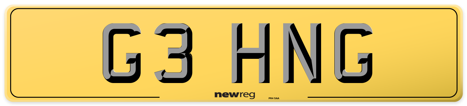 G3 HNG Rear Number Plate