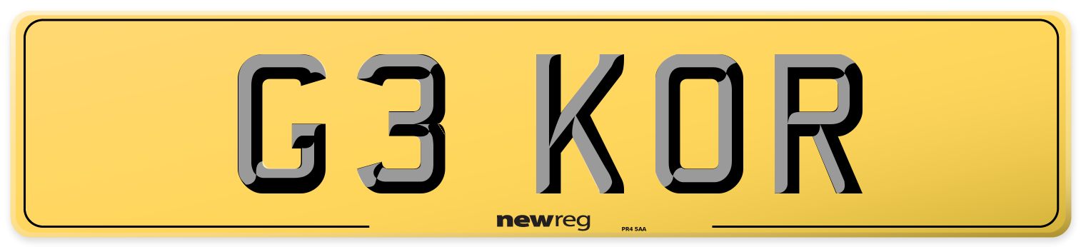 G3 KOR Rear Number Plate