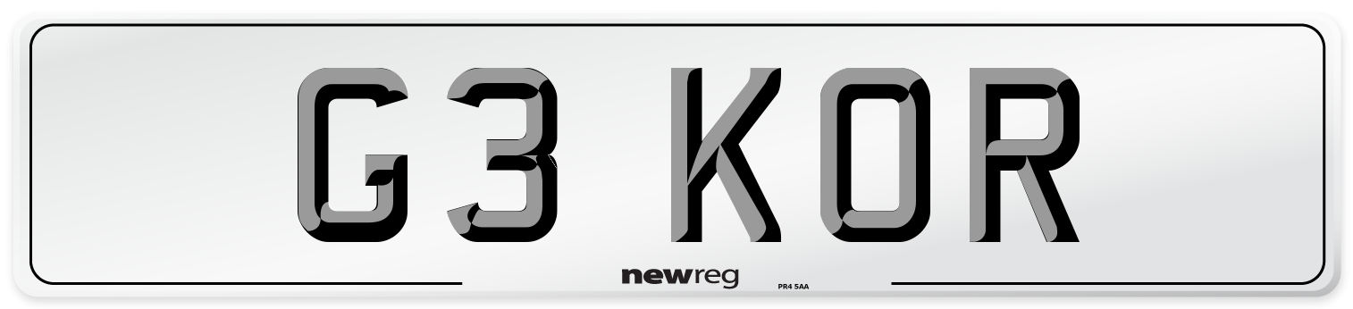 G3 KOR Front Number Plate