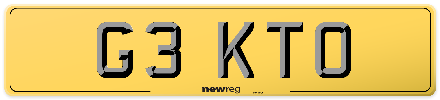 G3 KTO Rear Number Plate