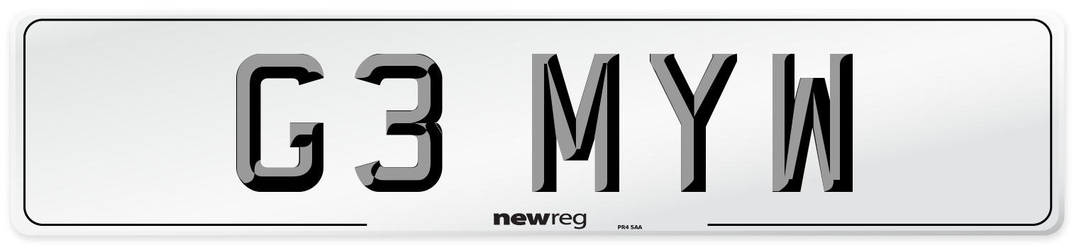 G3 MYW Front Number Plate
