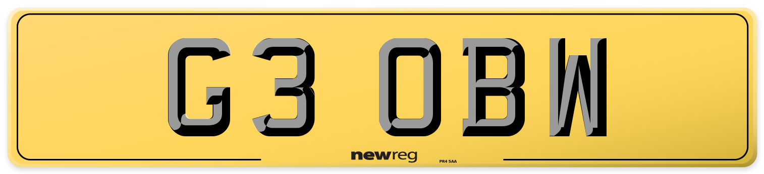 G3 OBW Rear Number Plate