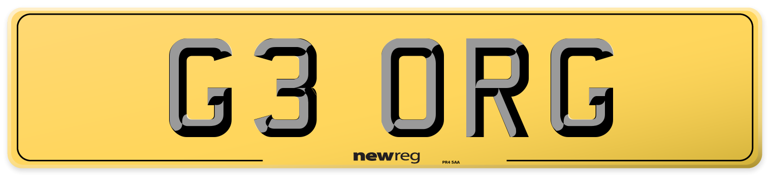 G3 ORG Rear Number Plate