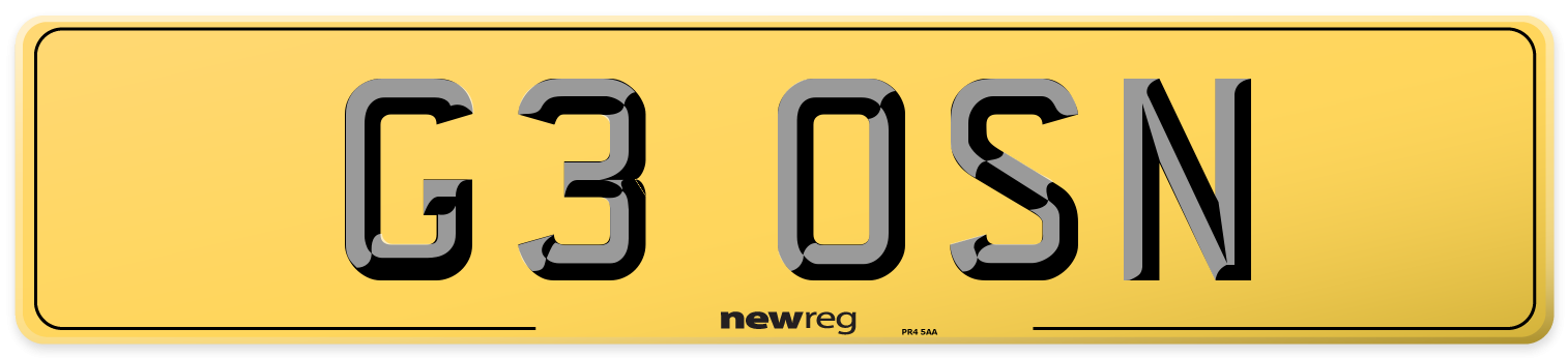 G3 OSN Rear Number Plate