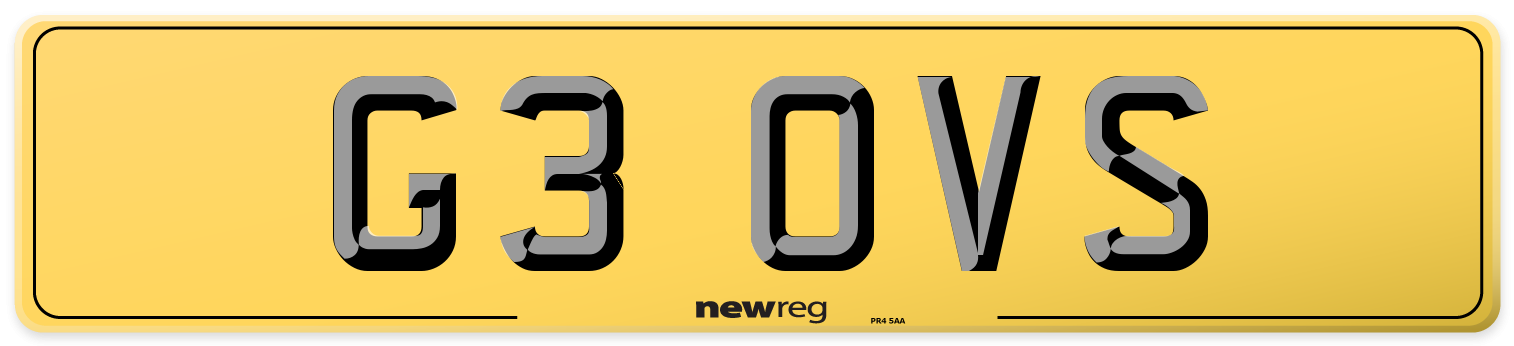 G3 OVS Rear Number Plate