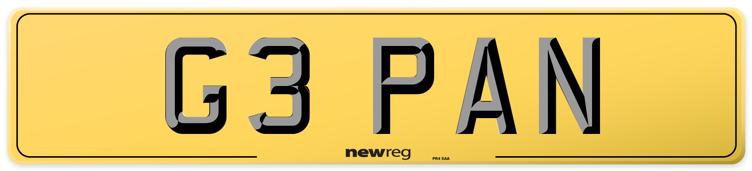 G3 PAN Rear Number Plate