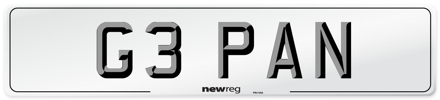 G3 PAN Front Number Plate