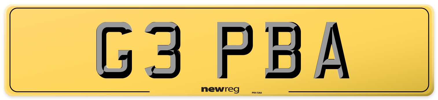 G3 PBA Rear Number Plate