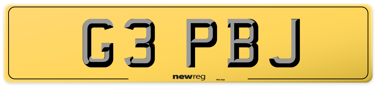 G3 PBJ Rear Number Plate