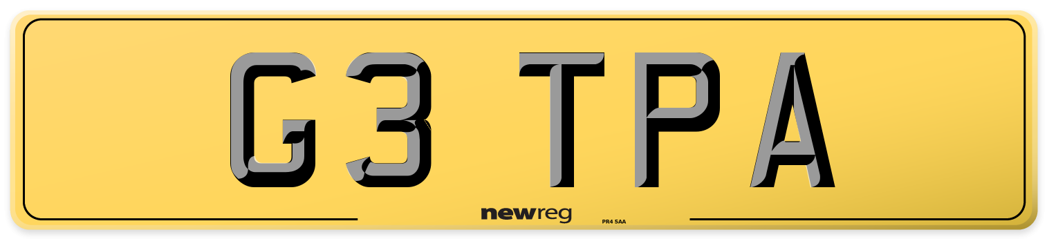 G3 TPA Rear Number Plate
